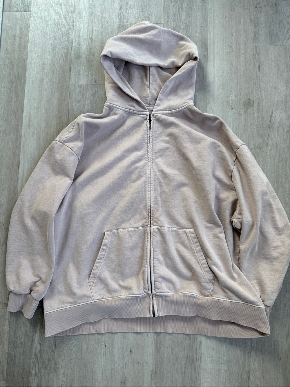 SKIMS BOYFRIEND FLEECE OVERSIZED ZIP UP HOODIE LIGHT FAWN SIZE XL